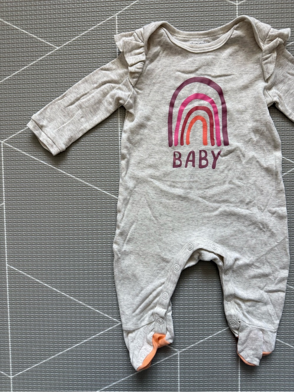 Okie Dokie|Baby girl Neutral Heather gray Rainbow One-Piece jumpsuit•••3M,boho
